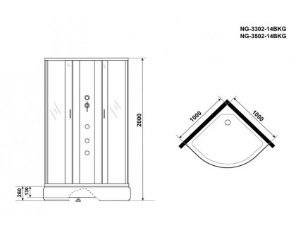 Душевая кабина Niagara NG-3302-14BKG 100х100 см, с матовыми стеклами