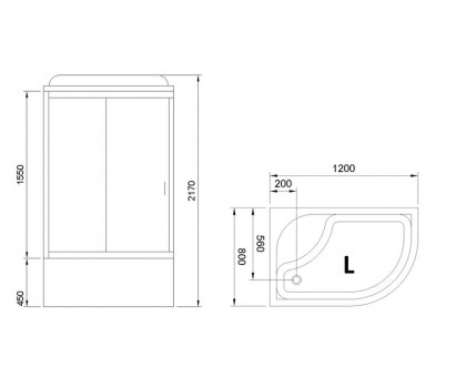 Душевая кабина Royal Bath RB 8120BK5-WC-CH 120х80 см, с матовыми стеклами, левосторонняя