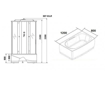 Душевая кабина Niagara NG-307-01R 120х80 см с мозаичными стеклами