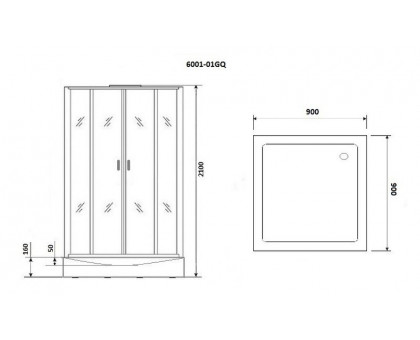 Душевая кабина Niagara Premium NG-6001-01GQ 90х90 см