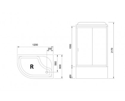 Душевая кабина Royal Bath RB 8120BK1-T-CH 120х80 см, с прозрачными стеклами, правосторонняя