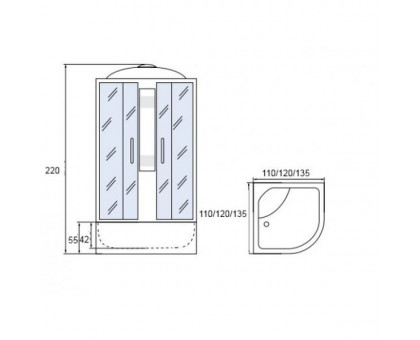 Душевая кабина Мономах 135/135/55 С МЗ 135х135х220, полукруг