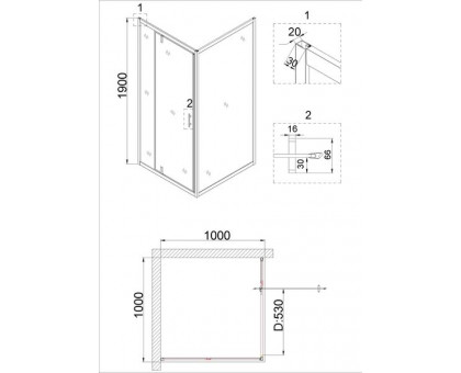 Душевой уголок Niagara NG-0200-08 BLACK 100х100х190 см, квадратный