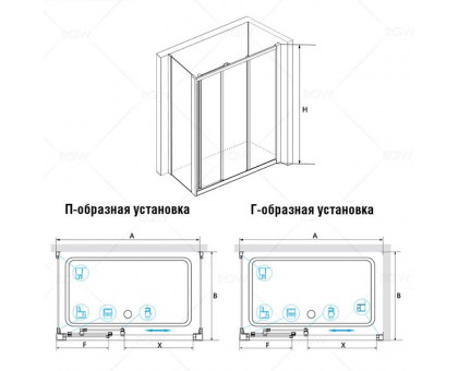 Душевой уголок RGW CL-40 (CL-11 + Z-12) 120x80, прозрачное стекло