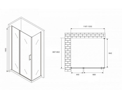 Душевой уголок ABBER Sonnenstrand AG04120BS-S90B