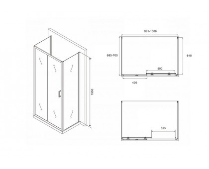 Душевой уголок ABBER Schwarzer Diamant AG30100B-S70B-S70B